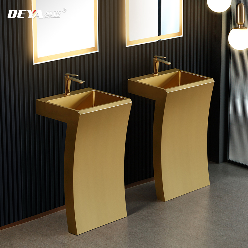 Golden Light Luxury Stainless Steel Washing Bar One-column Wash Bar Hotel Floor Washing Basin