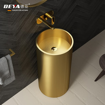 Stainless steel column basin Hotel Minjuku Upright Post Style Washbasin Golden Light Lavish Wine Bar KTV Integrated Washbasin