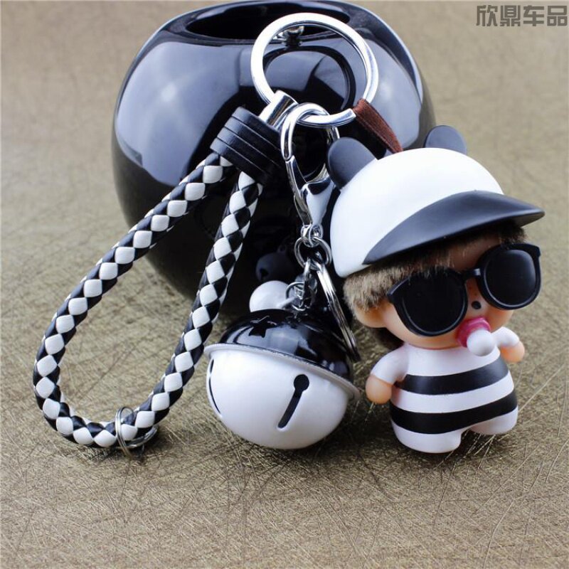 Cute cartoon Monchic key chain Korean couple key button lady's car key ring bag pendant bag pendant