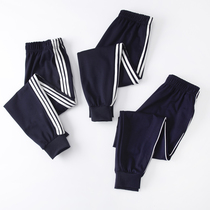 Children Hide Blue Gush School Pants Elementary School Students A Two-Bar Three Deep Blue Girl Boy Sports Pants
