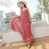 Mùa hè backless của phụ nữ đình chỉ in váy dài voan đầm boho đầm đi biển bên bờ biển - Váy dài