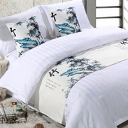 Khách sạn giường ngủ khách sạn cao cấp phong cách Trung Quốc rắn màu giường đuôi giường cờ đuôi giường pad giường bao gồm dải trang trí