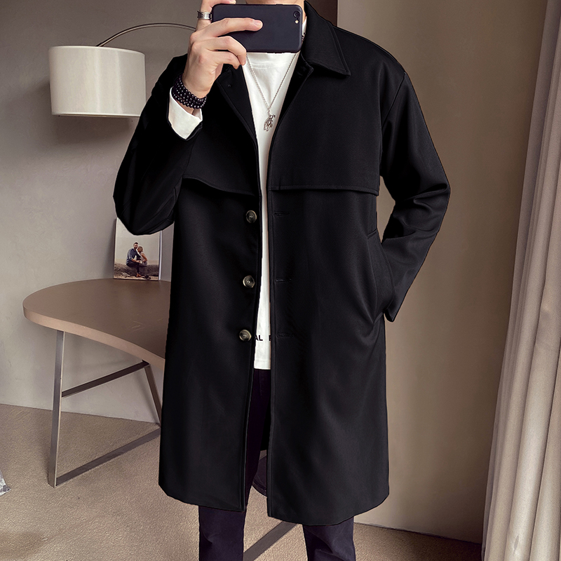 2022 autumn men's new windbreaker men's tide brand Korean version loose youth handsome casual mid-length coat jacket