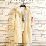 Мужская летняя одежда для защиты от солнца, белый плащ с капюшоном, ультратонкая тонкая куртка, средней длины, в корейском стиле