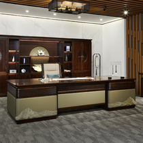 New Chinese Boss Table Leather Accessories Embroidery Presidents General Manager Black Honolulus Commercial Office Furniture Big Bandai