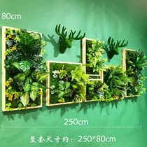 Simulation succulent plant Wall Wall green plant wall deer head industrial wind Living Room bar restaurant wall decoration