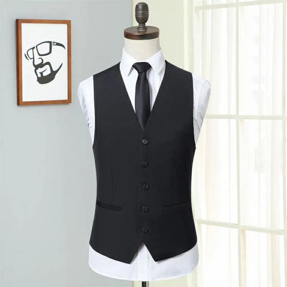 
Spring and Autumn Korean-English Slim Casual Suit Small Vest Men's Professional Men's Official Suit Vest Dress Trendy