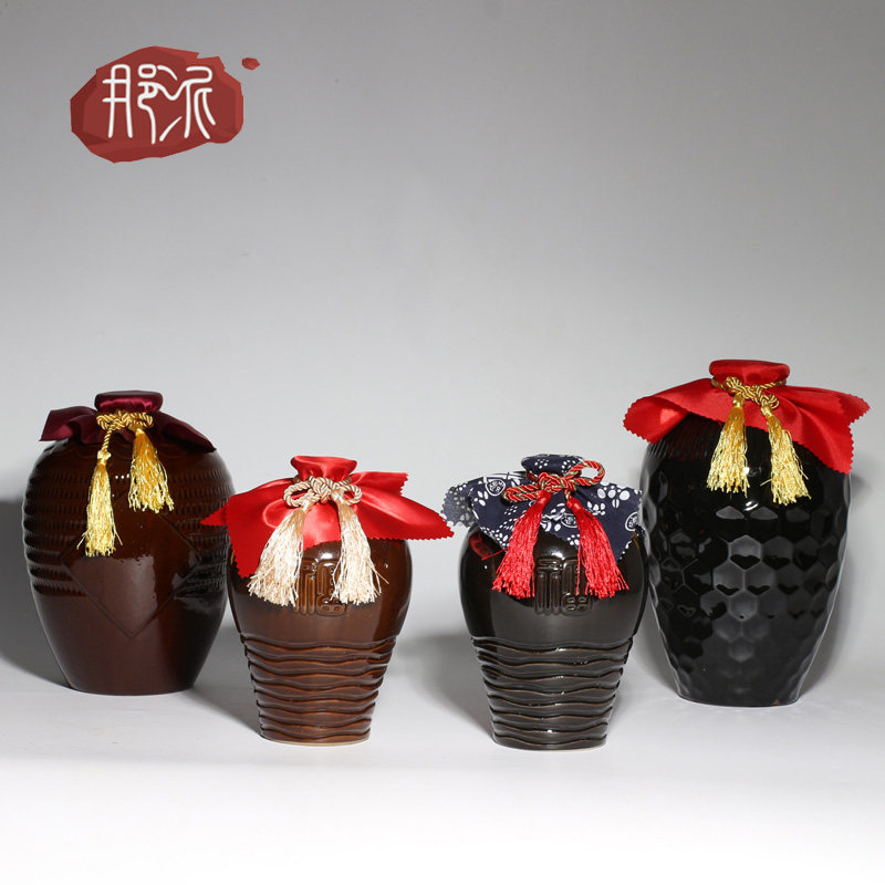 Ceramic wine bottle 5 catties 6 catties 2 catties bottle 5 catties antique earthenware wine jar household classical liquor jar jar