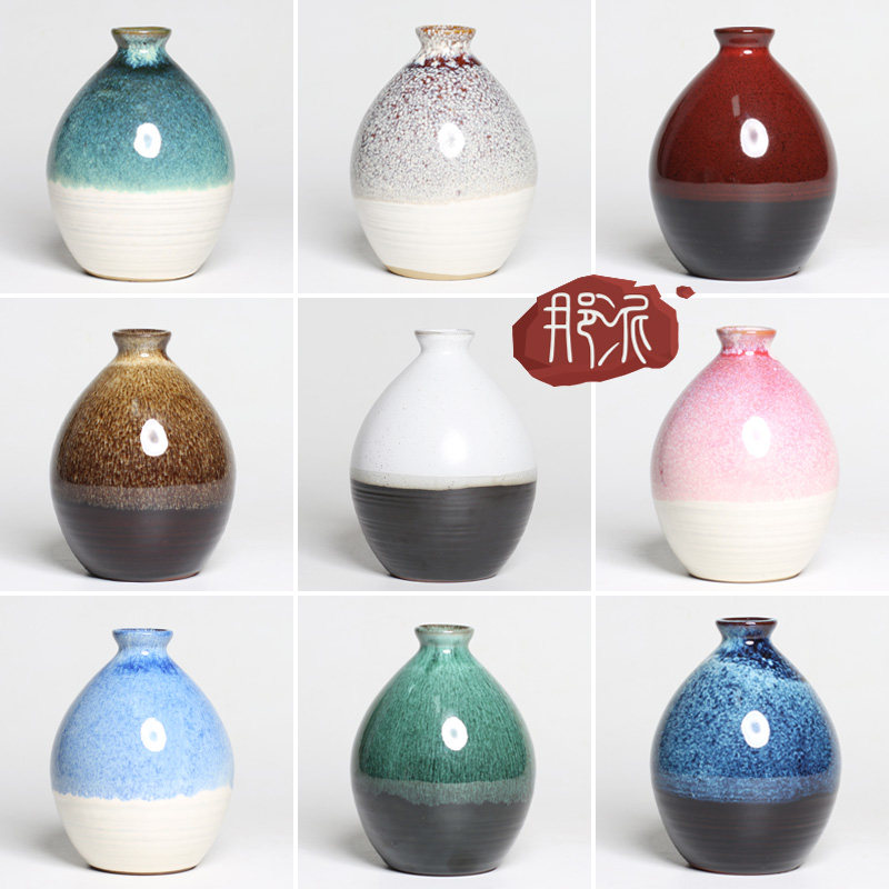 Day style and wind 9 color ceramic wine bottle 1 catty kiln Glazed Clay Pottery Wine 500ml Home Small wine jug empty bottle