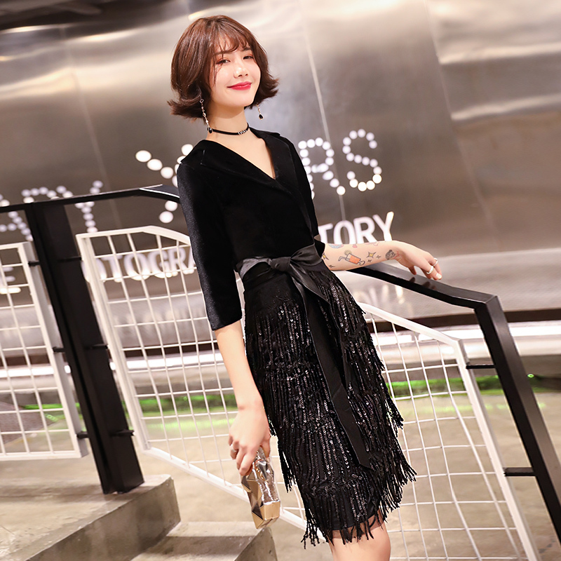 Evening Dress for Women, Suitable for Banquets, Light Luxury, Niche, High-End, Sophisticated, Can Be Worn Casually, Host-Style, Black, Petite Dress