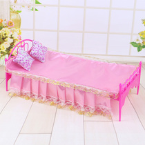 Changing Dress Dolls Suit Gift Box Small Sweet House Home Sleeping Bed DIY Over Home Scene Toy Large Bed With Pillow