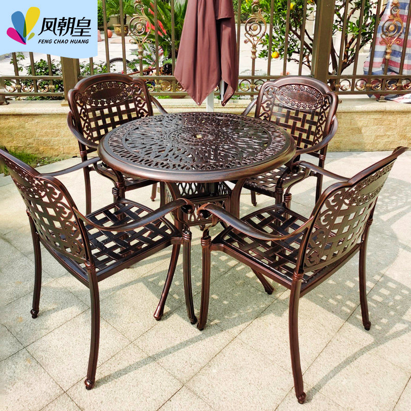 Outdoor table and chairs patio European-style cast aluminium Three-five pieces Terrace Open-air Outdoor Garden Iron Art Furniture furniture Balcony Leisure