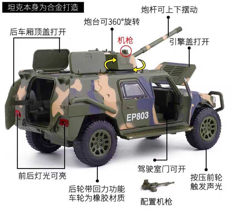 Alloy chariot model Dongfeng Chariot vehicle model off-road car children's acoustic and light back car toy without packaging