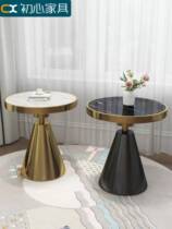 Light and luxurious edge several marble Nordic small round table living room minimalist modern rock plate sofa flower corner a few floating windows small tea table