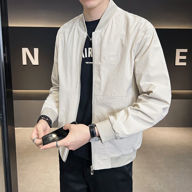 2026 New Baseball Collar Jacket for Men, Spring and Autumn Korean Style Slim Casual Jacket, Solid Color, Thin and Breathable Top