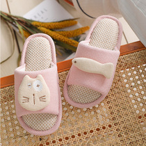 New Cartoon Linen All Season Home Home Woman Lovers Cotton Twist Slippers Office Comfort Non-slip Breathable Sweat