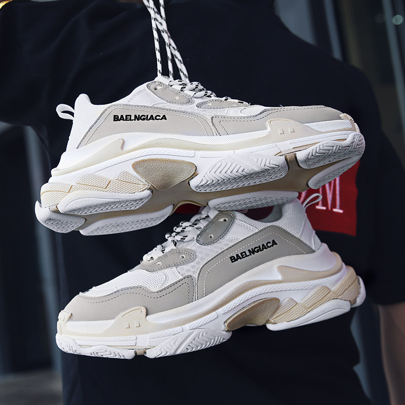 Online Red Couple Ins Shoes Men's Casual Boomer Shoes 100 lap Nets Heightening Ultra Fire Ugly 2019 New Spring Old Daddy Shoes