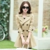 11.30 Cool Gay Autumn New Solid Color Medium Long Double-Ngực dài tay áo dài Trench Coat 019 áo blazer nữ đẹp Trench Coat