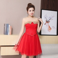 Mát mẻ aga mùa thu mới thời trang đơn giản lưới hem ống đầu trang phục đầm 230 đầm trắng dự tiệc