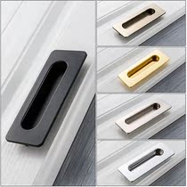 Concealed drawer cabinet door handle zinc alloy black handle hidden embedded sliding door handle gold invisible door handle