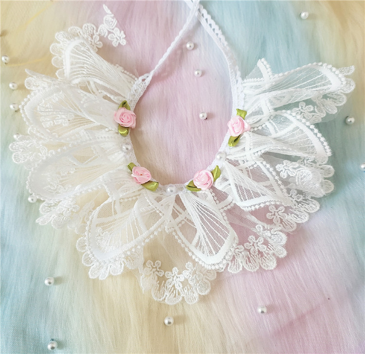 Pet Kitty New White Fairy Lace Flower Type Sprints pooch Triangular Scarf Scarf neckline Decorative Accessories