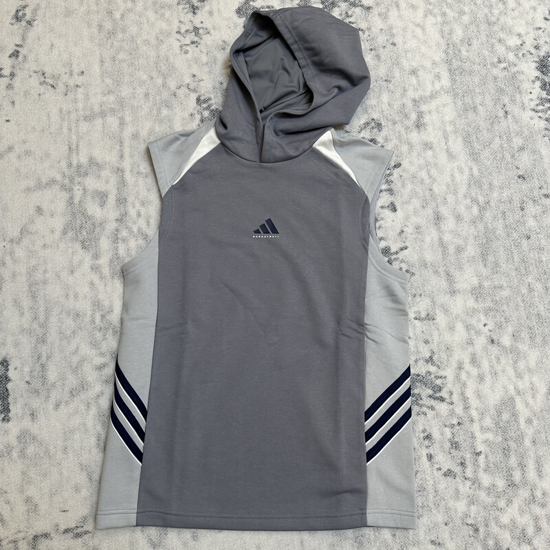 Adidas Adidas Men's 2025 Basketball Sports Terry Cloth Hooded Vest Sleeveless Tank Top Kc2747