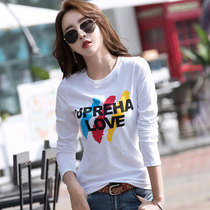 New brand womens counter 2021 spring white letter cotton long sleeve slim bottom womens T-shirt