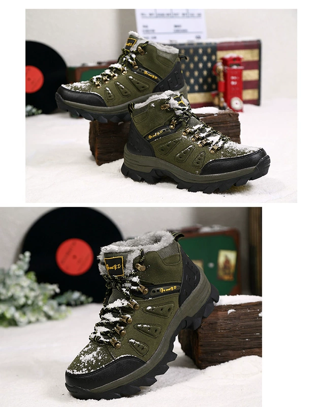 Giày tuyết nam cực lớn cho nam 45 ống ngắn mùa đông cực lớn 46 ấm 47 cộng với giày nhung dày bằng da giày boot nam độn gót