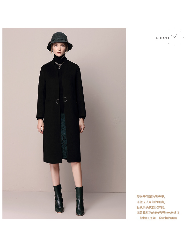 Mùa xuân 2019 áo khoác cashmere hai mặt đơn giản mới trong chiếc áo khoác len dài tay nữ dài - Áo len lót đôi áo khoác gió nữ