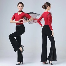 Body suit womens one-piece suit spring and autumn 2024 new V-neck modal adult long-sleeved practice dance suit