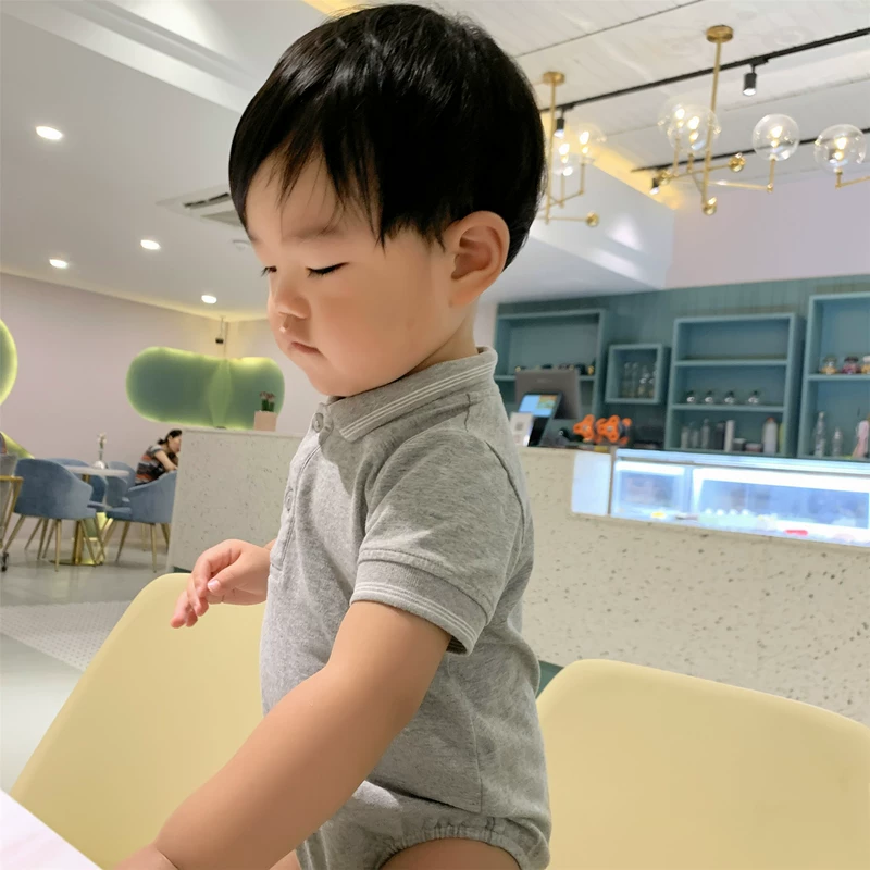 Kem Mẹ 2019 Mới Nam Baby Hafu Summer Thin Hàn Quốc POLO Cổ áo Leo Bé Một Mảnh - Áo liền quần