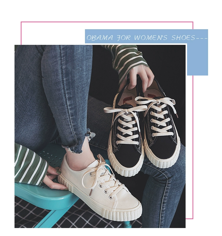 Giày cotton cổ điển nữ mùa đông 2018 mới hoang dã Giày vải Hàn Quốc siêu lửa khói giày mùa thu sinh viên