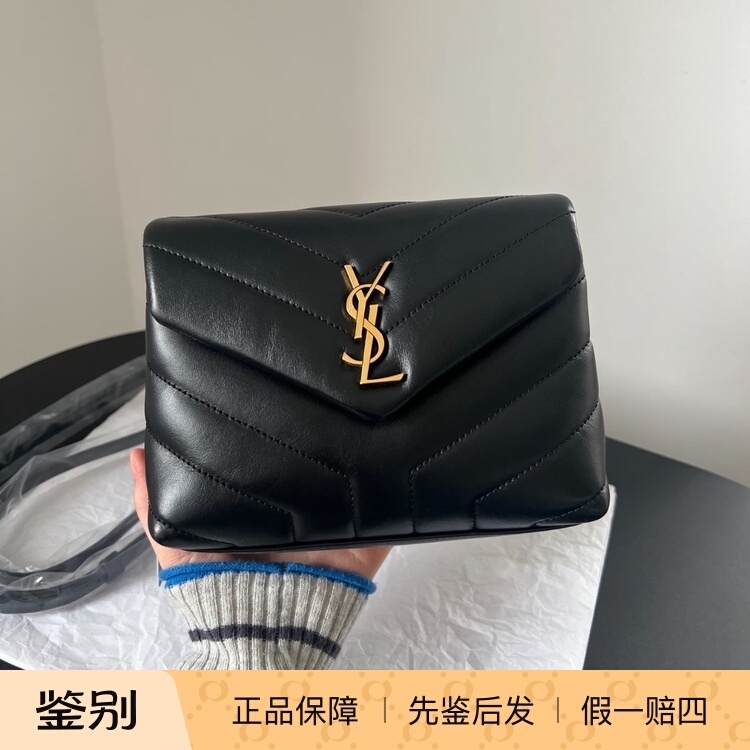 【Kkkk】Saint Laurent Ysl Loulou Toy Distressed Gold Label Logo Calfskin Crossbody Shoulder Bag 【Kkkk】Saint Laurent Ysl Loulou Toy Distressed Gold Label Logo Calfskin Crossbody Shoulder Bag