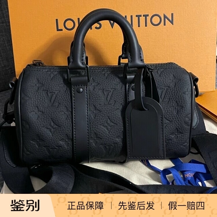 【Kkkk】Lv/Louis Vuitton Keepall25 35 Monogram Embossed Handbag Shoulder Crossbody Bag Black