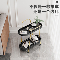 Nordic light luxury iron coffee table movable sofa side a few small apartment family trolley dining car living room rack