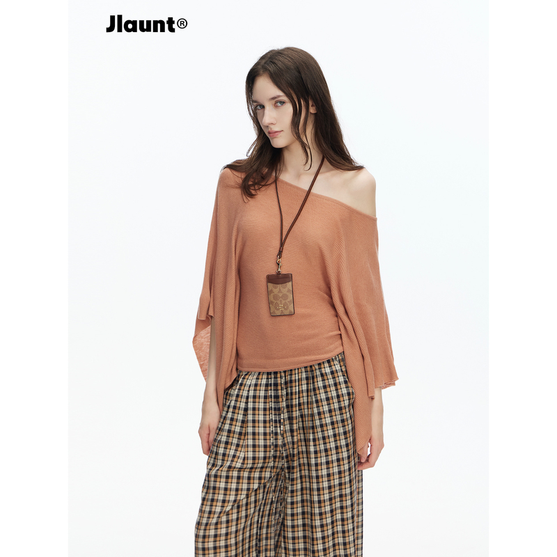 Jlaunt Orange Knit Sweater for Women, Autumn Design, Batwing Sleeve Pullover, Loose Long-Sleeve Knit Top Jlaunt Orange Knit Sweater for Women, Autumn Design, Batwing Sleeve Pullover, Loose Long-Sleeve Knit Top