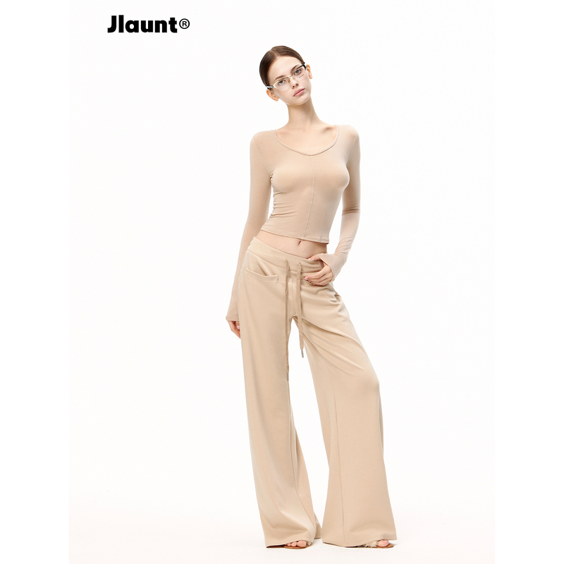 Jlaunt Retro Slimming Sweatpants for Women, Loose Drape Straight-Leg Sports Pants, Wide-Leg Basic Versatile Casual Pants