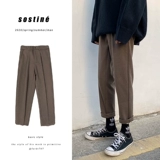 Трендовые шерстяные брендовые демисезонные штаны для отдыха, в корейском стиле, облегающий крой
