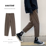 Трендовые шерстяные брендовые демисезонные штаны для отдыха, в корейском стиле, облегающий крой