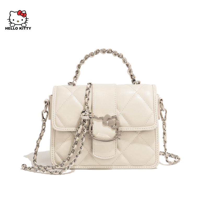 Hellokitty Hello Kitty Small Square Bag, Fashionable and Versatile Women's Crossbody Bag, Small Chanel-Style Handbag, Single Shoulder Chain Bag