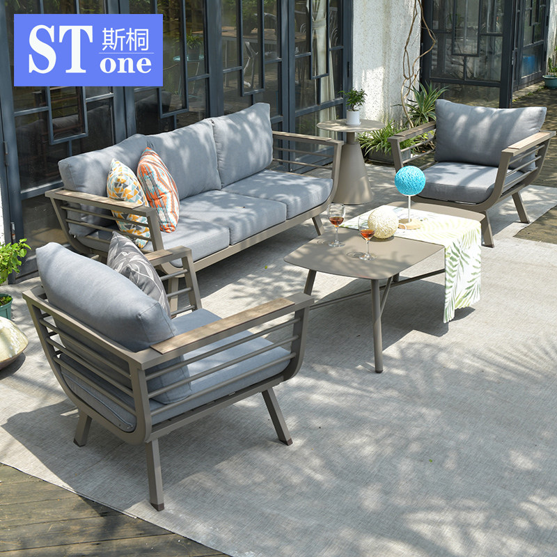 Outdoor sofa hotel terrace aluminum alloy leisure model sunscreen villa small apartment Nordic simple soft decoration