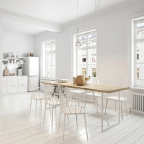  Nordic solid wood dining table and chair combination Simple rectangular dining table Irregular log old table Retro original dining table