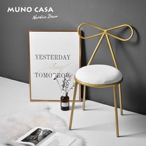  Nordic bow dining chair Golden wrought iron backrest chair modern minimalist creative designer home desk chair
