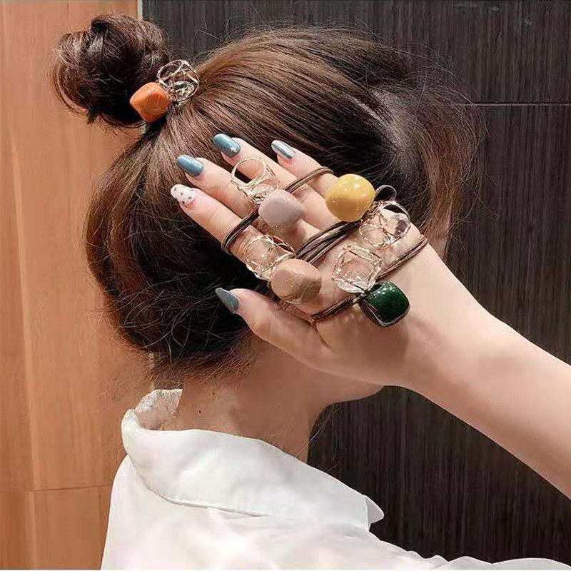 Handmade Dual-use hair ring Han version Jane Joza hair leather gluten high elastic headwear mesh red maiden hair Circle Korea hair rope