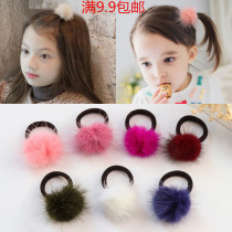 New Korean children hair accessories mink hair hairclip plush edge clip Japanese Korean version of cute fur ball Hairband headline