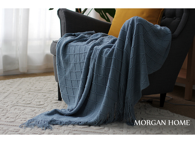 Bắc Âu ins American kim cương lớn dệt kim rắn màu chăn chăn NAP điều hòa không khí giải trí xe sofa trang trí khăn - Ném / Chăn chăn nhung 5kg