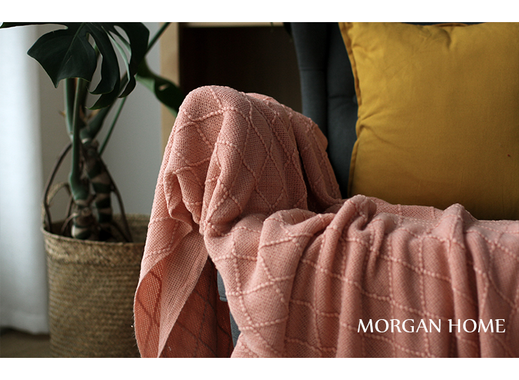 Bắc Âu ins American kim cương lớn dệt kim rắn màu chăn chăn NAP điều hòa không khí giải trí xe sofa trang trí khăn - Ném / Chăn chăn nhung 5kg