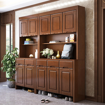 Solid wood shoe cabinet home large-capacity door locker modern door shoe cabinet integrated against the wall storage locker