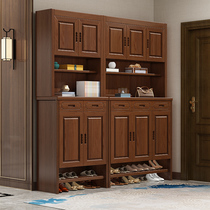 Solid wood multi-function locker entrance door against the wall living room wine cabinet sideboard combination cupboard porch cabinet shoe cabinet integrated