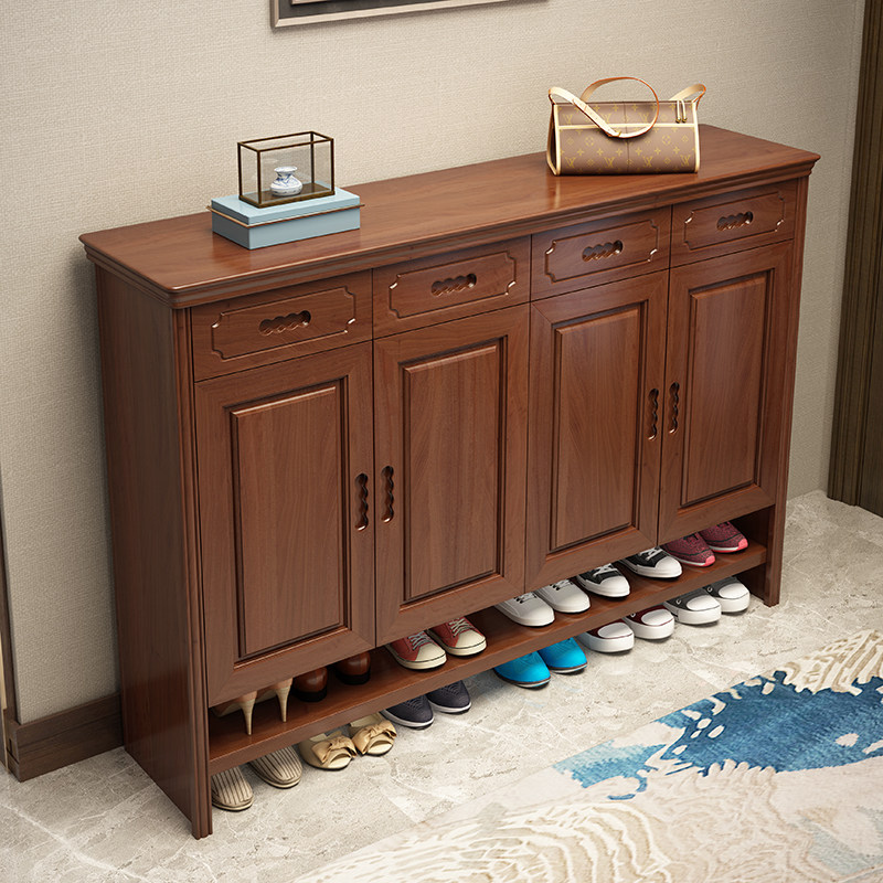 Solid wood shoe cabinet home large-capacity door storage cabinet modern Chinese-style door-saving space porch shoe cabinet integration - Taobao